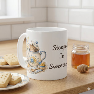 Taza De Café Tetera de ratón caprichosa Cottagecore Bloom