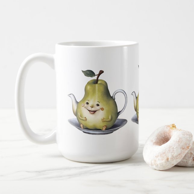 Taza De Café Tetera del oído sonriente (Con donut)