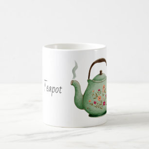 Taza De Café Tetera floral verde