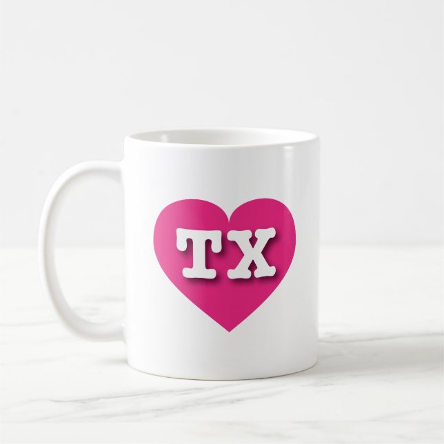 Taza De Café Texas Hot Pink Heart - Amo TX (Izquierda)