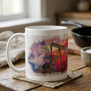 Taza De Café Texas Oil Pumpjack: Arte patrimonial del estado de
