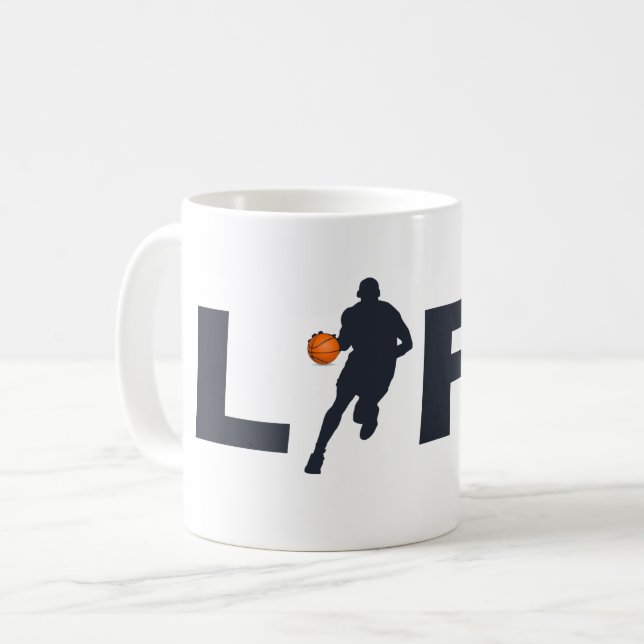Taza De Café texto azul vida del jugador de baloncesto (Anverso izquierdo)