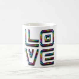 Taza De Café Texto de amor Tipografía elegante del arco iris