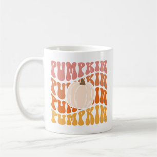 Taza De Café Texto de calabaza retro de otoño cálido
