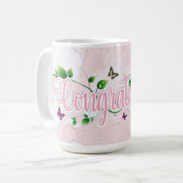 Taza De Café texto de felicitaciones a Floral rosa Mug