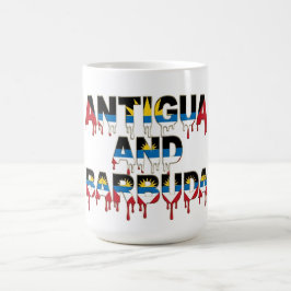 Taza De Café Texto de goteo de Antigua | Diseño de bandera cari