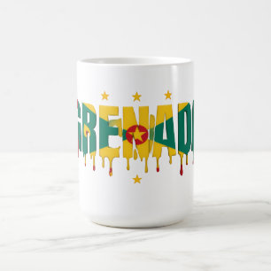 Taza De Café Texto de goteo de Granada Diseño de bandera del