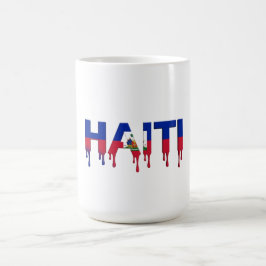 Taza De Café Texto de goteo de Haití | Diseño de bandera caribe