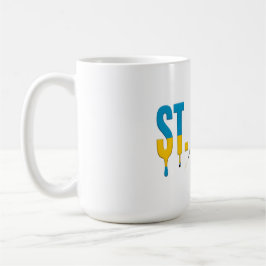 Taza De Café Texto de goteo de Santa Lucía | Diseño de bandera 