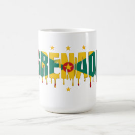 Taza De Café Texto de Grenada Drip | Diseño de bandera caribeña