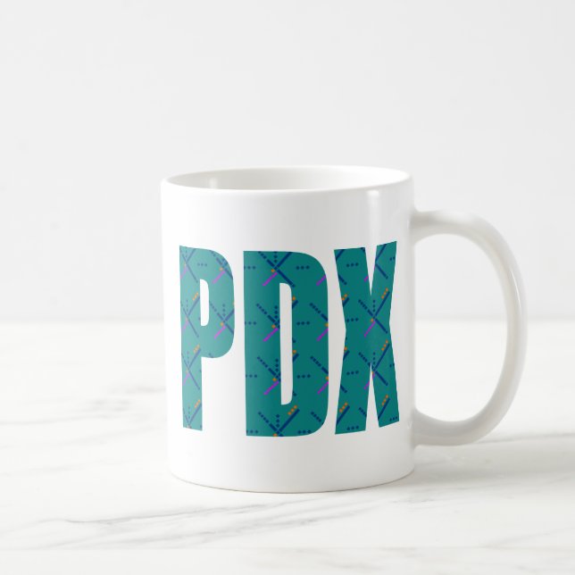 Taza De Café Texto de la alfombra del aeropuerto de PDX (Derecha)
