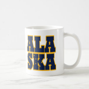 Taza De Café Texto de la bandera del estado de Alaska
