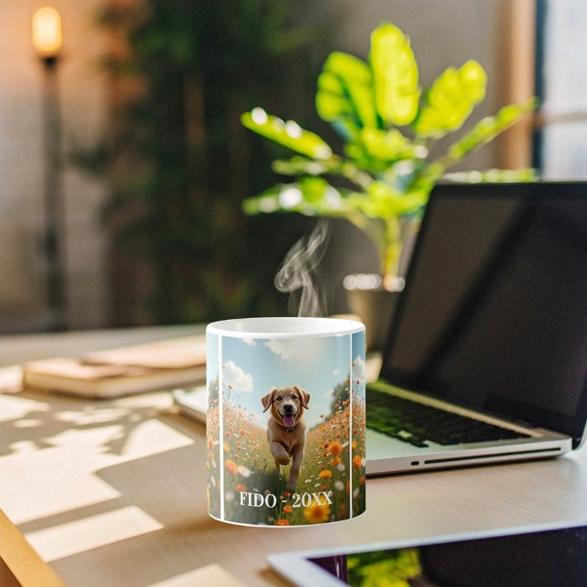 Taza De Café Texto de nombre del mascota de fotos de perro (Subido por el creador)