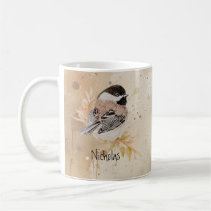 Taza De Café Texto de nombre personalizado Carbonero pájaro acu