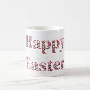 Taza De Café Texto de Pascua Feliz conejos Huevos de Pascua