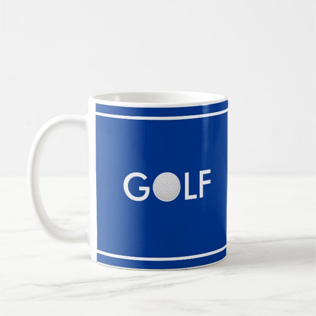 Taza De Café Texto de pelota de golf en azul real (Izquierda)