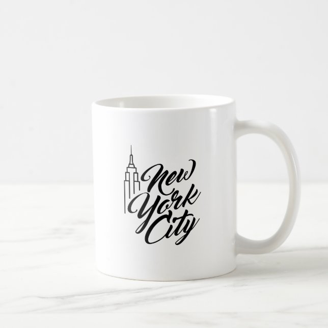 Taza De Café Texto de script de NYC (Derecha)