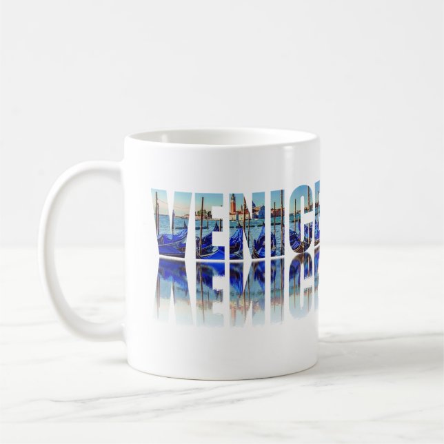 Taza De Café Texto de Venecia con reflexión (Izquierda)