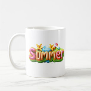 Taza De Café Texto de verano colorido
