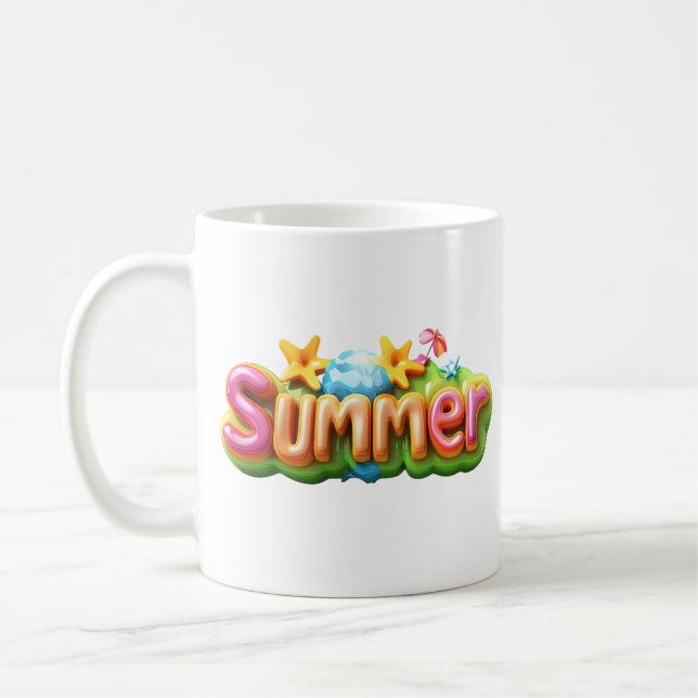 Taza De Café Texto de verano colorido (Izquierda)