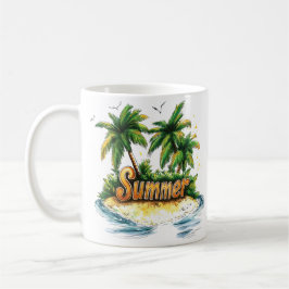 Taza De Café Texto de verano - Isla de verano tropical