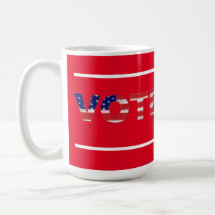 Taza De Café Texto De Voto En Rojo De Colores De Bandera