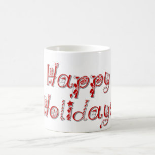 Taza De Café Texto decorado de Felices Fiestas