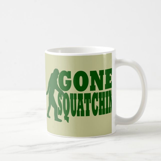 Taza De Café Texto del eslogan verde fuera de squatchin (Derecha)