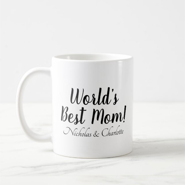 Taza De Café Texto del guión del mejor personalizado blanco neg (Izquierda)