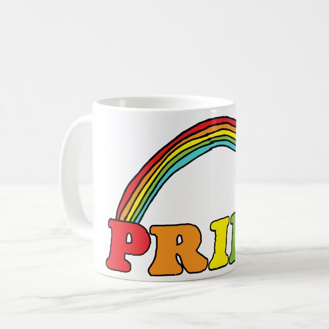 Taza De Café Texto del orgullo y arcoiris (Anverso izquierdo)