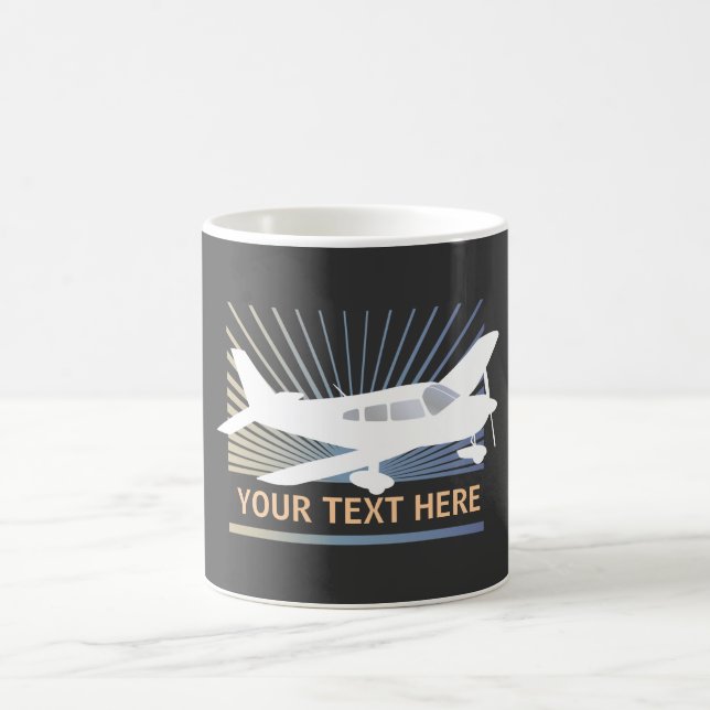 Taza De Café Texto del personalizar - aeroplano del ala baja (Centro)