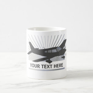 Taza De Café Texto del personalizar - aeroplano del ala baja