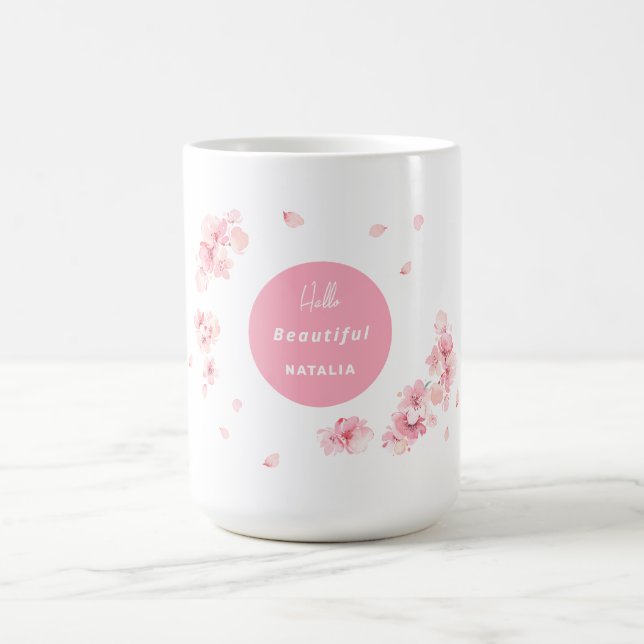 Taza De Café Texto editable Cherry Blossom Mug para regalo (Centro)