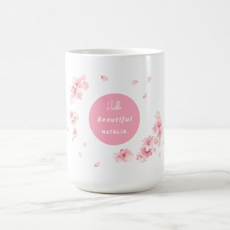 Taza De Café Texto editable Cherry Blossom Mug para regalo