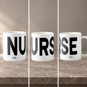 Taza De Café Texto envolvente personalizado para ENFERMERA
