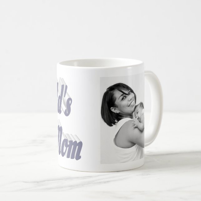 Taza De Café Texto gris de la foto de la mejor mamá (Anverso derecho)