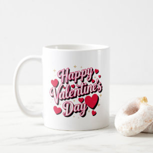 Taza De Café Texto moderno de día de San Valentín con corazones