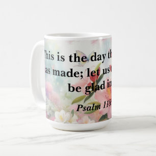Taza De Café texto motivacional de la Biblia sobre acuarela flo