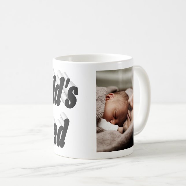 Taza De Café Texto negro de la foto de papá (Anverso derecho)