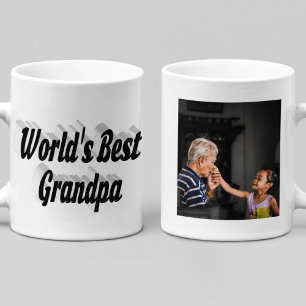 Taza De Café Texto negro de la foto del mejor abuelo