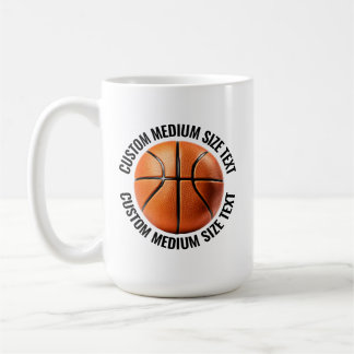 Taza De Café Texto Personalizado Baloncesto Mediano 15 oz. Pers