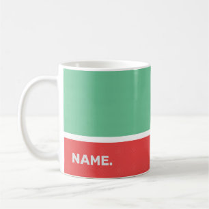 Taza De Café Texto personalizado color rosa coral y verde menta