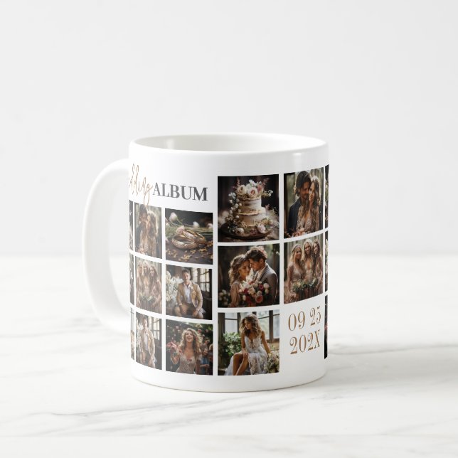 Taza De Café Texto Personalizado de fotos de casamiento persona (Anverso izquierdo)