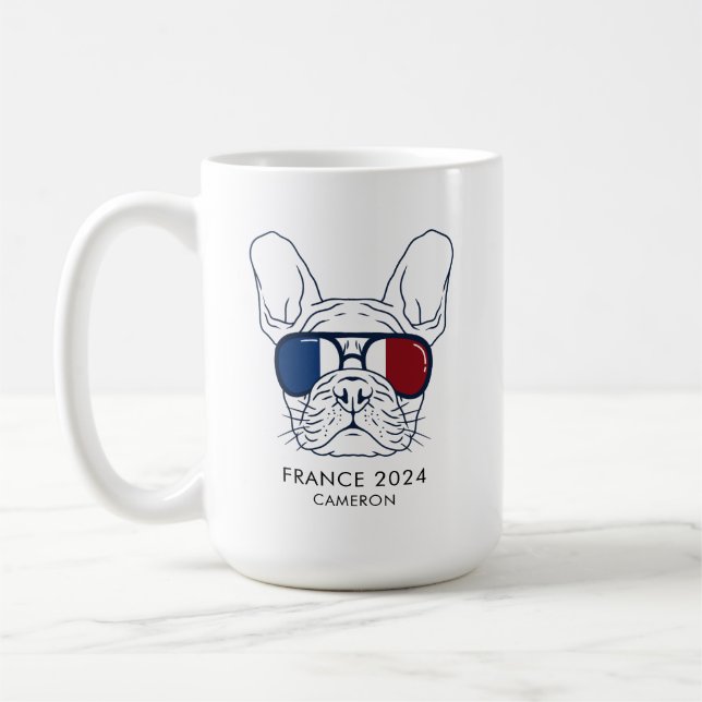 Taza De Café Texto Personalizado de la línea de Bulldog frances (Izquierda)