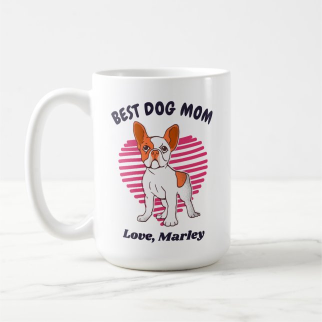 Taza De Café Texto Personalizado de mamá de perro Bulldog franc (Izquierda)