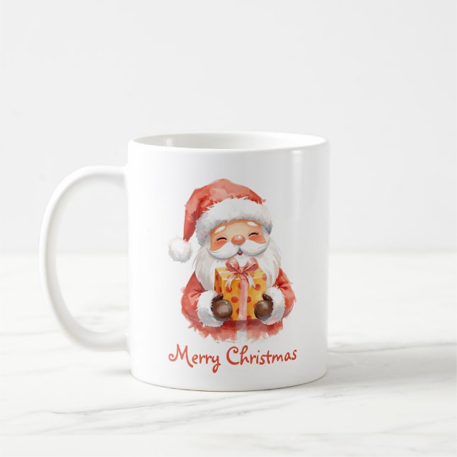 Taza De Café Texto personalizado divertido Santa Claus con rega (Izquierda)