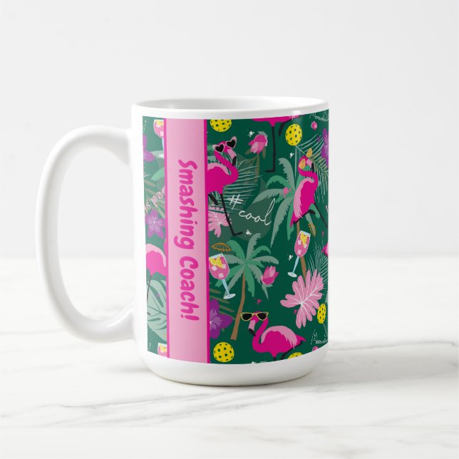 Taza De Café texto personalizado 🤩 fiesta tropical con pickleb (Izquierda)