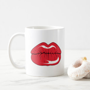 Taza De Café Texto personalizado labios rojos divertidos boca d