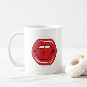Taza De Café Texto personalizado labios rojos divertidos boca d