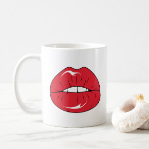 Taza De Café Texto personalizado labios rojos divertidos boca d